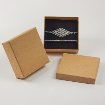 Pudełko do biżuterii ozdobne kwadratowe kremowy 9x9cm