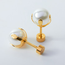 Kolczyki sztyfty z perłami ze stali chirurgicznej złote 8mm