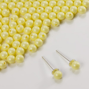 5818 round pearl do kolczyków pastel yellow 4mm