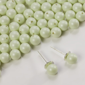 5818 round pearl do kolczyków pastel green 6mm