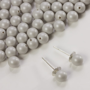 5818 round pearl do kolczyków pastel grey 6mm