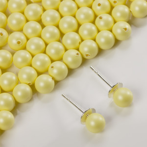 5818 round pearl do kolczyków pastel yellow 6mm