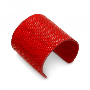 Czerwona bransoletka cuff ze skórki 72mm "uniwersalna"