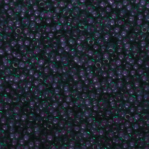 Koraliki NihBeads 12/0 Inside-Color Green Emerald/ Fucia Line