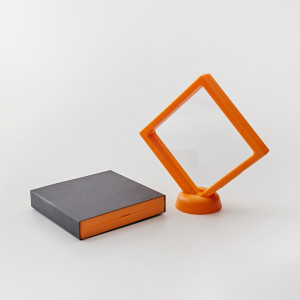 Ekspozytor z membraną ramka 3D pomaranczowa z etui 11x11cm