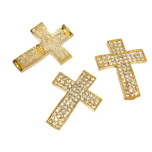 Krzyż w kolorze złota z kryształkami 33x24mm