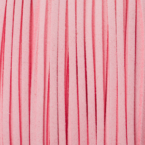 Rzemień zamszowy płaski pastelowo różowy 1x2.5mm