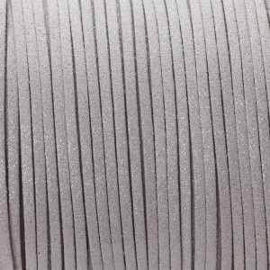 Rzemień zamszowy płaski srebrny z brokatem 1x2.5mm