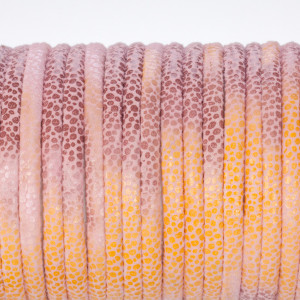 Rzemień klejony różowo łososiowy w kropeczki 4mm