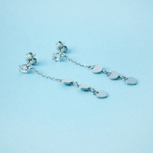 Kolczyki ze stali chirurgicznej mini serduszka w kolorze srebrnym 4,5cm