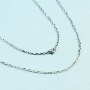 Łańcuszek ze stali chirurgicznej  prostokątne owale w kolorze srebrnym 46,5cm
