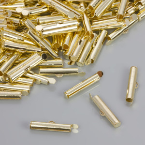 Końcówki w kolorze złotym do płaskich bransoletek 19x4mm