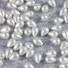 Perły seashell łezki do kolczyków białe 10x7mm